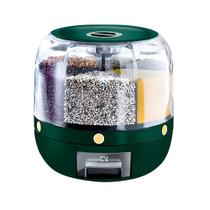 Dispenser De Alimentos E Grãos Giratório 360º, Com 6 Divisões - Verde