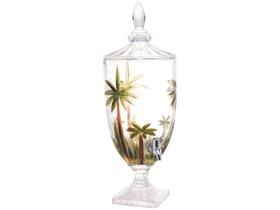 Dispenser De Bebida Suqueira De Cristal 4 Litros Ecológico Com Pé E Tampa Decorada Palm Tree HandpaintWolff