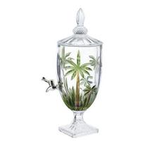 Dispenser De Bebida Suqueira De Cristal 4 Litros Ecológico Com Pé E Tampa Decorada Palm Tree HandpaintWolff