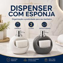 Dispenser de Cerâmica com Esponja para Banheiro e Lavabo 2 Cores