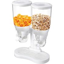 Dispenser de cereais duplo em acrilico porta mantimentos alimentos e graos de mesa e bancada luxo Dispenser de cereais duplo em acrilico porta mantimentos alimentos e graos de mesa e bancada luxo