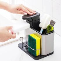 Dispenser de Detergente 3 em 1 e Sabão com Estilo Moderno 3 em 1 e Praticidade para Organizar a Bancada