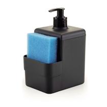 Dispenser De Detergente Líquido C/ Porta Bucha Esponja Pia - Preto