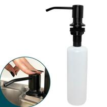 Dispenser de Detergente Preto Dosador Inox 304 Porta Detergente de Embutir 350ml Black Fosco Cozinha Porta Sabonete Liquido de Bancada Embutido na Pia