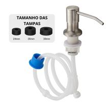 Dispenser De Embutir Para Sabão Detergente Com Mangueira Flexível Prata Escovado