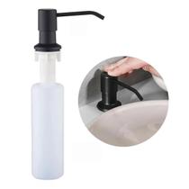 Dispenser De Embutir Preto Porta Detergente Dosador Aço Inox