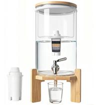 Dispenser de Filtro de Água BORVSOT 8L com Suporte de Madeira e Vidro