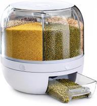 Dispenser de Grãos Giratório 3kg Hermético 6 Divisórias com Copo Medidor Organizador de Cereais