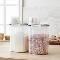 Dispenser de Lavanderia 2L com Dosador Prático e Funcional Kit 2 Potes Sabão Po Liquido Amaciante