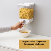 Dispenser de Mantimentos 1L com Dosador e Suporte de Parede Organizador para Alimentos Secos