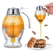 Dispenser de Mel ANABIUP de Vidro 8oz Sem Gotejamento com Suporte