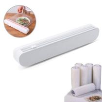 Dispenser de Papel Filme Plástico Pvc Manteiga Alumínio Cortador Suporte Manual Com Ventosa Alimentos Cozinha Reutilizar