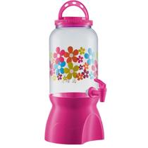 Dispenser de Plástico Com Tampa E Torneira 3,6 Litros Rosa