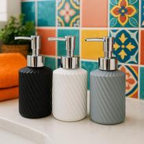 Dispenser de Sabonete Líquido 390ml Vidro PP com Bomba Cromada para Banheiro e Lavabo