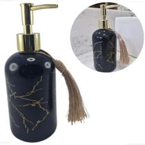Dispenser de Sabonete Líquido Porta Sabonete Premium Saboneteira Dispensador Preto Mármorizado Dourado Válvula Dourada Banheiros Elegantes 400ml Dispenser de Sabonete Líquido Porta Sabonete Premium Saboneteira Dispensador Preto Mármorizado Dourado Válvula Dourada Banheiros Elegantes 400ml