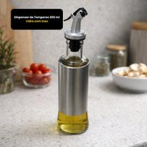 Dispenser de Temperos Prático Visual Moderno Tempero Preciso 300 ml Vidro com Inox