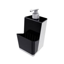 Dispenser Detergente 500ml Preto E Branco Porta Detergente Sabão Com Suporte Para Esponja Organizador Pia Bancada Cozinha