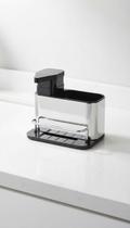 Dispenser Detergente Aço Inox c/ Porta Esponja