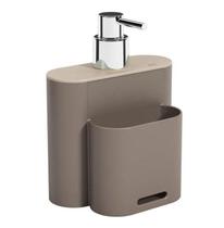 Dispenser Detergente E Bucha 500Ml Flat Coza Cinza