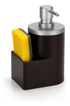 Dispenser Detergente E Bucha 600ml Preto C/ Cromado Fosco Dispenser Detergente E Bucha 600ml Preto C/ Cromado Fosco