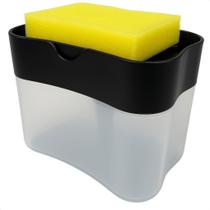 Dispenser Detergente E Porta Esponja 2 Em 1 Preto Lorben