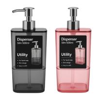 Dispenser Detergente Líquido 500ml Com Porta Bucha Esponja