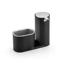 Dispenser Detergente Porta Bucha Luxo Conceito Preto Cromado - Arthi