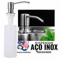 Dispenser Detergente Porta Sabonete Líquido Inox Embutir 350ml Cozinha Pia Banheiro Dosador Limpeza