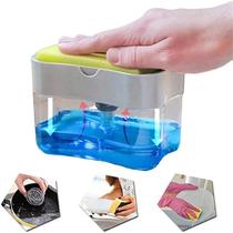 Dispenser Detergente Sabão Líquido 2 Em 1 Porta Esponja Limpeza Louça Dosador Para Cozinha Suporte Bucha Transparente