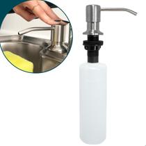 Dispenser Dosador de Detergente Aço Inox Escovado 350ml Porta Detergente De Embutir Pia Cozinha Porta Sabonete Liquido Embutido Bancada Banheiro