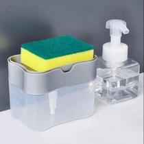 Dispenser Dosador De Detergente Sabão 2x1 Esponja Limpeza Cozinha Com Dosador - GrupoShopMix