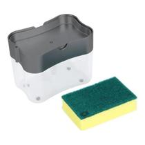 Dispenser Dosador de Detergente Sabão 2x1 Esponja Limpeza Cozinha Com Dosador Preto Dispenser Dosador de Detergente Sabão 2x1 Esponja Limpeza Cozinha Com Dosador Preto