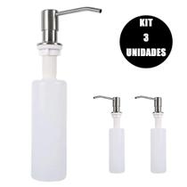 Dispenser Dosador Embutir Kit 3 Uni Detergente Sabonete Liquido Sabao Pia Cozinha Banheiro