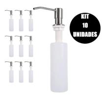 Dispenser Dosador Kit 10 Unidades Embutir Sabao Detergente Sabonete Liquido Lavabo Banheiro Cozinha Pia