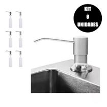 Dispenser Dosador Kit 6 Unidades Embutir Detergente Sabonete Liquido Sabao Cozinha Pia Banheiro Lavabo