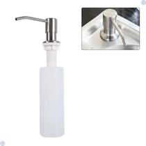 Dispenser dosador porta sabão sabonete líquido e detergente plástico de embutir 300 ml inox