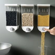 Dispenser Dosador Pote Organizador Para Cereais Grãos 1000ml Fixação Adesiva Parede Para Alimentos Secos