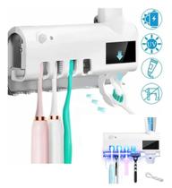 Dispenser Escovas de Dente Com Luz UV Esterilizador Elimina Bactéria Suporte Aplicador Pasta Dente De Banheiro