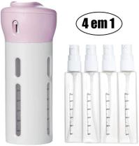 Dispenser Garrafa 4 Em 1 Loção Portátil Shampoo Gel Cremes Rosa Viagens - BCS
