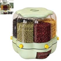 Dispenser Giratorio Arroz Feijao Grao Cereal Porta Tempero Condimento 360 graus Alimento Cozinha Armario Bancada Armazenamento Hermetico Organizaçao R