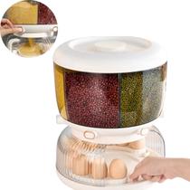Dispenser Giratório Organizador de Grãos 10Kg com Divisória para Ovos Dispenser Giratório Organizador de Grãos 10Kg com Divisória para Ovos