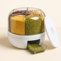 Dispenser Giratório Porta Alimentos com 6 Divisões Para Grãos Cereais Arroz Feijão