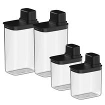 Dispenser Hermético Organizador Cozinha 1,5L e 2,3L Drop OU - Preto Kit c/4 Dispenser Hermético Organizador Cozinha 1,5L e 2,3L Drop OU - Preto Kit c/4