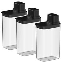 Dispenser Hermético Organizador Cozinha 2,3L Drop OU - Preto Kit c/3 Dispenser Hermético Organizador Cozinha 2,3L Drop OU - Preto Kit c/3