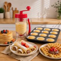 Dispenser Jarra Dosador Medidor de Massas 800ml Com Gatilho Para Panquecas Waffles Cupcakes Crepes Bolos e Confeitaria