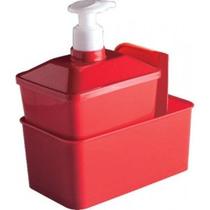 Dispenser para detergente 600ml c/ rodo vermelho plasutil