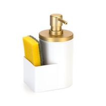 Dispenser para Detergente e Bucha Branco Dourado Fosco 600ml - Arthi