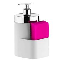 Dispenser para detergente e esponja de pia branco com prata decorativo - Future