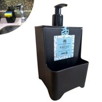Dispenser para detergente e esponja smile 650ml preto - STOLF Dispenser para detergente e esponja smile 650ml preto - STOLF
