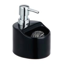 Dispenser para detergente em cerâmica com esponja L11xP9,5xA14cm cor preta